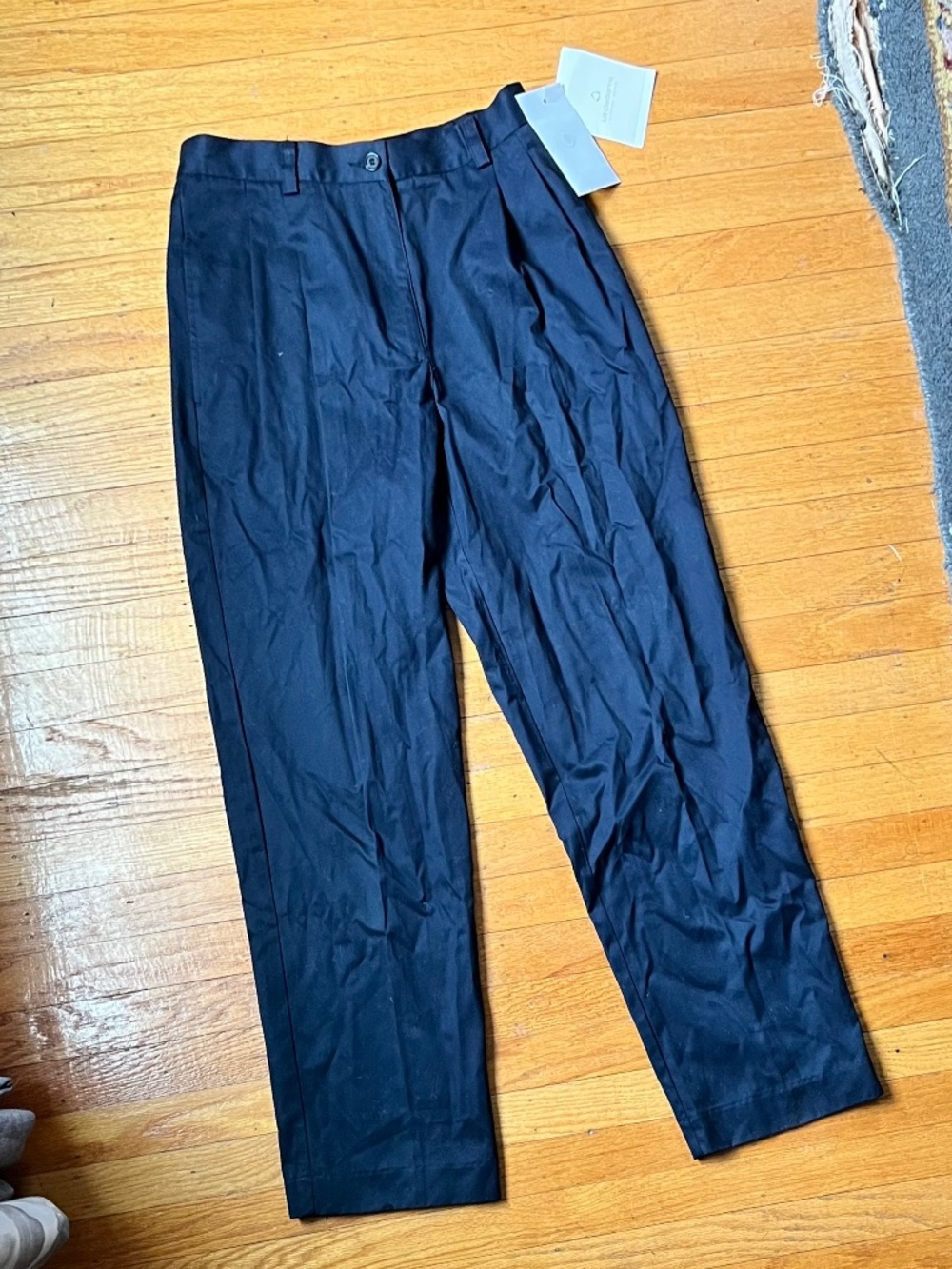 NWT Vintage 90s Lizsport Petite High Waisted Cotton Crop Pants Navy 8P